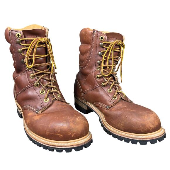 Vintage Carolina Men’s Brown Leather Logger Work Boots Size US 9 main image 10